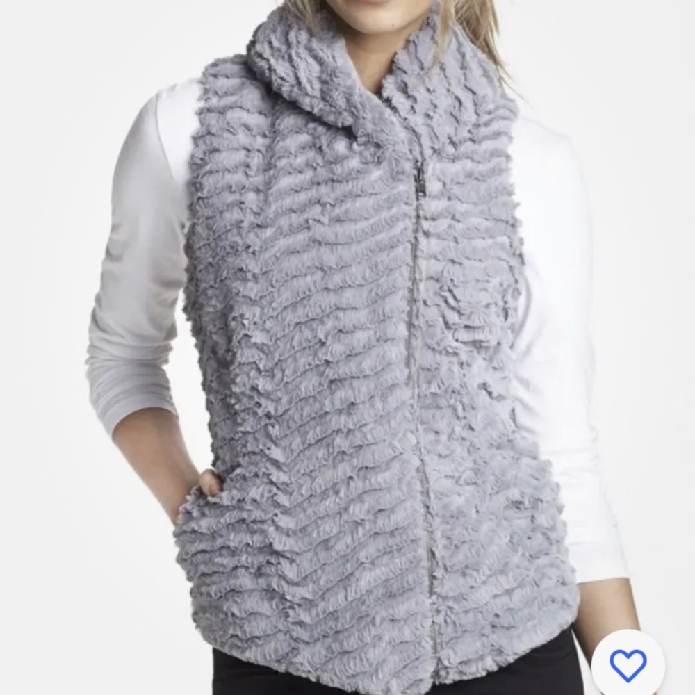 Patagonia Womens Gray Pelage Vest Faux Fur Fleece Zip Up Sweater Size Large